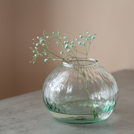 Szklany wazon WL-139 młotkowany H:11,3cm D:15,7cm