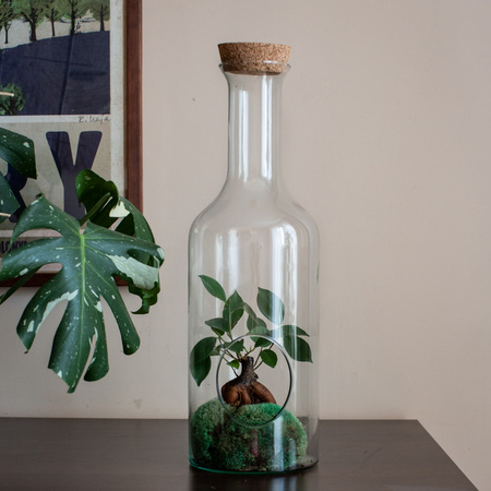 Wazon butelka z korkiem W-504A boczny otwór+korek H:47cm D:15cm