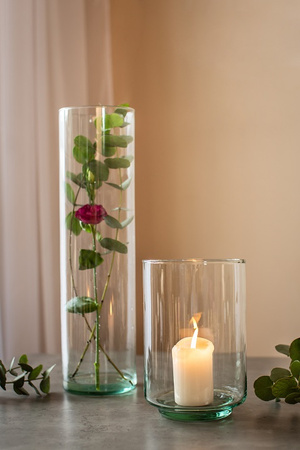 Szklany świecznik W-797 H:19,5cm D:13cm