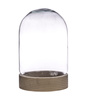 Kopuła szklana z podstawką drewnianą, klosz W-580A+deska H:20cm D:15cm