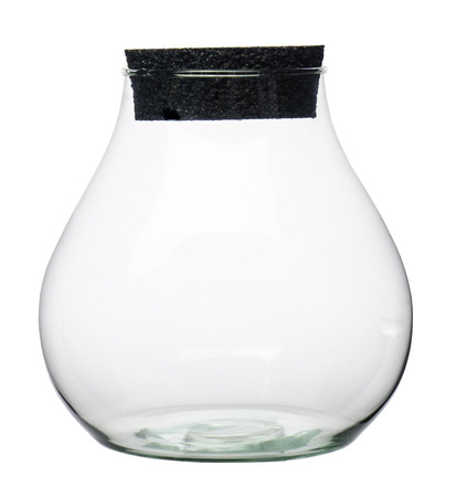 Szklany wazon W-594 + korek guma H:19cm D:17cm