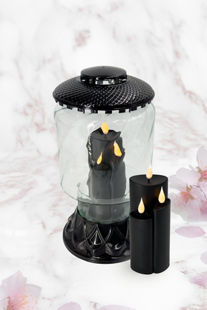 Znicz lampion LED Mito czarny H:34cm