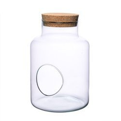 Szklany wazon słój W-395H+boczny otwór+korek H:25cm D:17cm