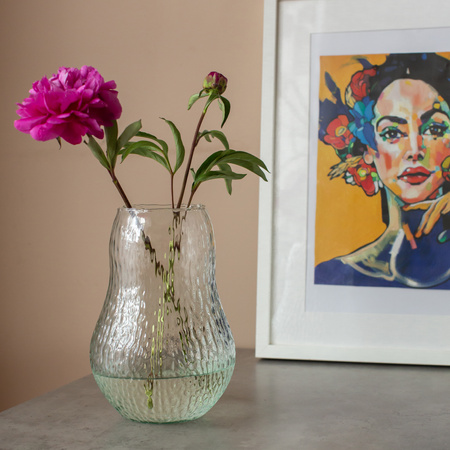 Szklany wazon WL-136 młotkowany H:23cm D:16cm