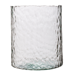 Szklany wazon młotkowany cylinder H:16cm D:14cm