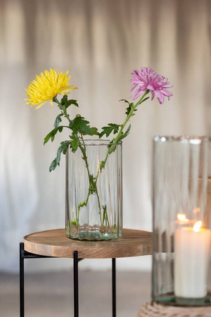 Szklany wazon tuba optyk H:21,5cm D:13,5cm