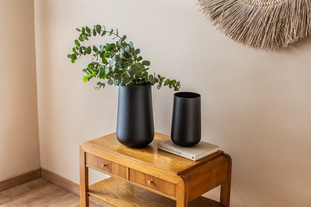 Szklany wazon WL-111 H:25cm D:15,5cm czarny mat