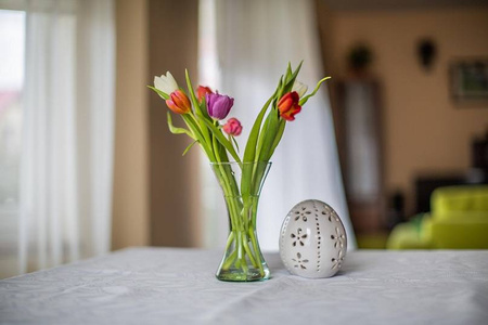 Szklany wazon klepsydra W-55 H:19cm D:11cm