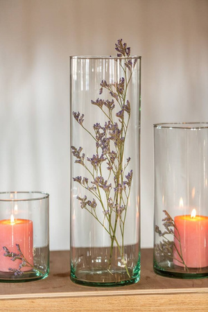 Szklany wazon cylinder H:38cm D:12cm