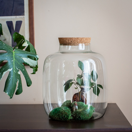 Szklany wazon WL-63C+korek H:29cm D:26cm