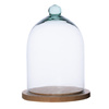 Kopuła szklana z podstawką drewnianą, klosz W-308A+deska H:25cm D:19cm