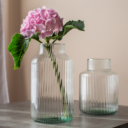 Szklany wazon ryflowany słój W-395K1 H:25cm D:14,5cm