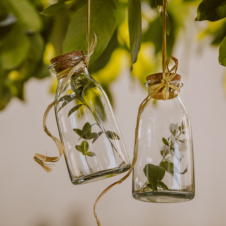 Szklany wazon butelka z korkiem W-245 H:18cm D:9,5cm