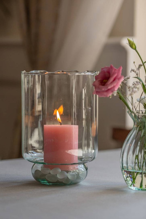 Szklany wazon W-292C optyk H:20,5cm D:14cm