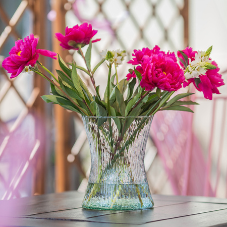 Szklany wazon klepsydra W-466B młotkowany H:20cm D:16cm