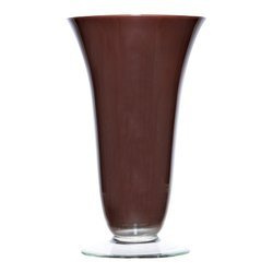 Szklany wazon na stopie W-194 H:19,5cm D:11,5cm Brązowy