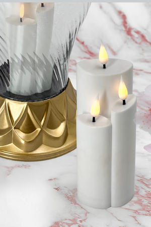 Znicz lampion LED Sapporo złoty H:34cm