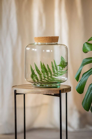 Szklany wazon W-719C+korek H:24 cm D:24 cm