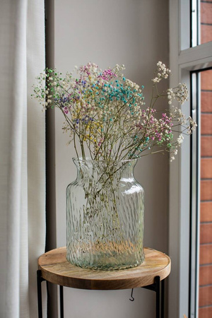 Szklany wazon W-332 młotkowany H:25cm D:19 cm