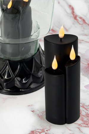 Znicz lampion LED Mito czarny H:34cm