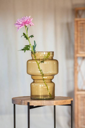 Szklany wazon W-718A H:25cm D:17cm beżowy