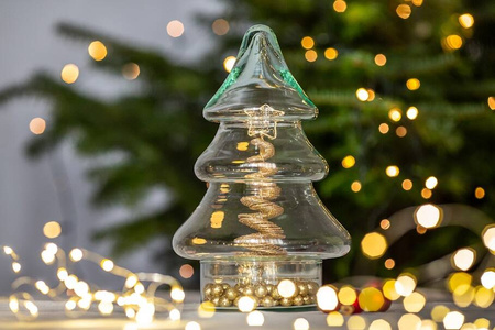 Szklana choinka W-743+baza H:27cm D:18cm