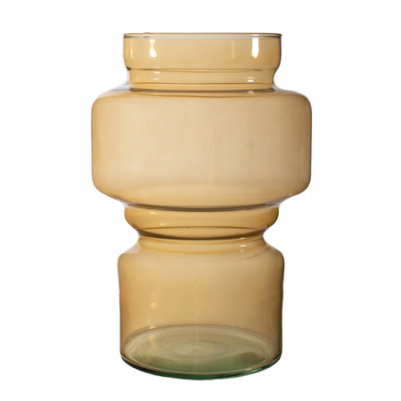 Szklany wazon W-718A H:25cm D:17cm beżowy