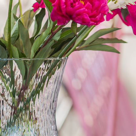 Szklany wazon klepsydra W-466B młotkowany H:20cm D:16cm