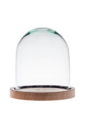 Kopuła szklana z podstawką drewnianą, klosz W-315J H:14,5cm D:13,2cm