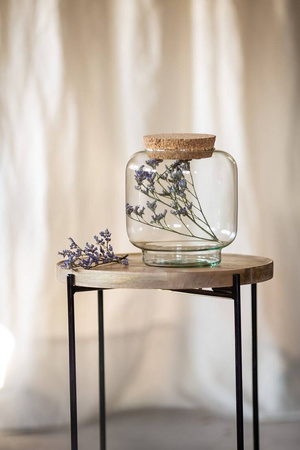 Szklany wazon W-719B+korek H:17 cm D:17 cm