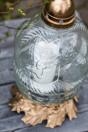 Wielkanocny znicz szklany koszyk duży H:26,9cm D:22cm