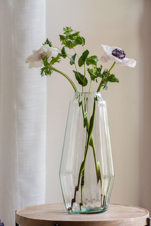 Szklany wazon W-685A optyk H:30cm D:14cm