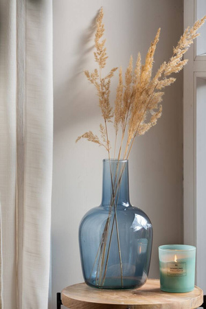 Szklany wazon butla niebieska W-597 H:30cm D:18cm