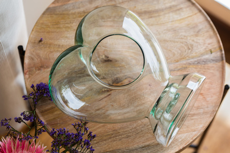 Szklany wazon serce boczny otwór H:22,5cm D:19,5cm