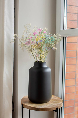 Czarny wazon szklany słój W-629 mat H:30 cm D:18,5 cm