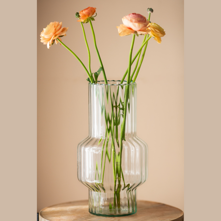 Szklany wazon W-734A optyk H:30cm D:16,5cm OUTLET