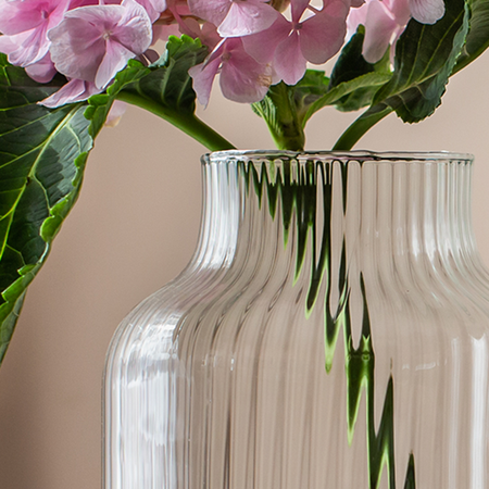 Szklany wazon ryflowany słój W-395K1 H:25cm D:14,5cm