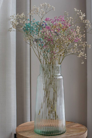 Ryflowany wazon szklany W-702B2 H:30cm D:14,5cm