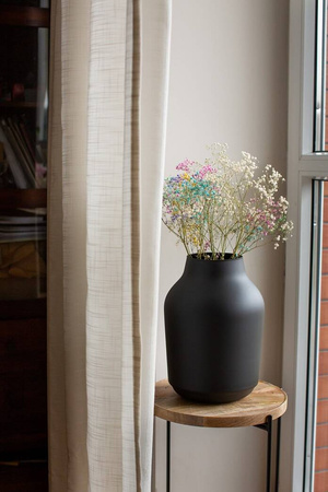 Czarny wazon szklany słój W-474 mat H:32,5 cm D:23 cm