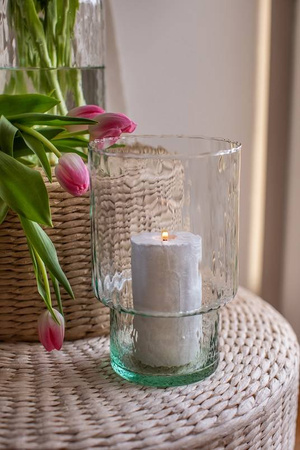 Szklany wazon W-191D młotkowany H:23cm D:14,6cm