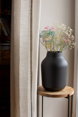 Czarny wazon szklany słój W-474 mat H:32,5 cm D:23 cm