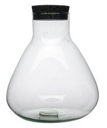 Szklany wazon W-378+korek z gumy H:24cm D:23cm