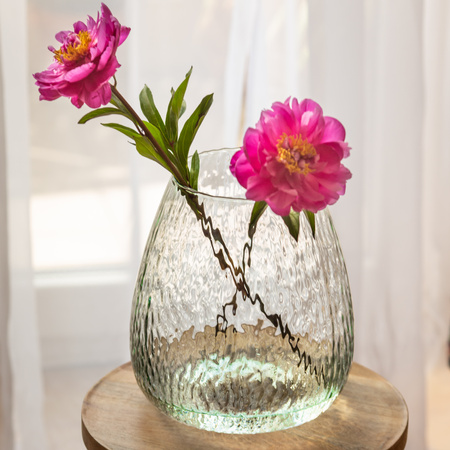 Szklany wazon WL-138 młotkowany H:25cm D:22,8cm