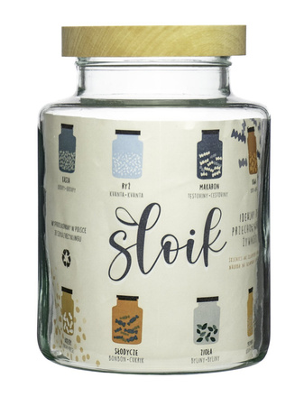 Szklany słój WM-G001 H:20cm D:14,5cm+ nakrętka z drewna