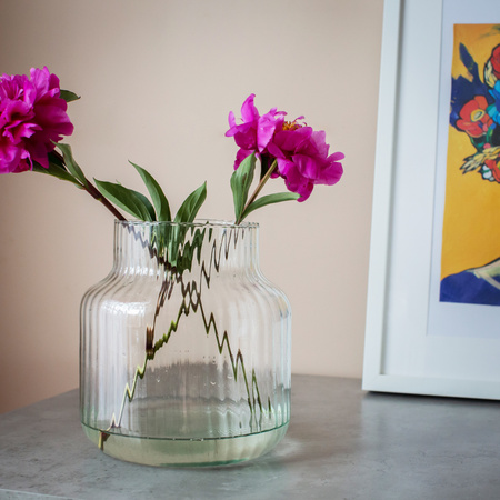 Szklany wazon ryflowany słój W-395C H:30cm D:21,5cm