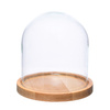 Kopuła szklana z podstawką drewnianą, klosz W-315H+deska H:19,5cm D:17,7cm