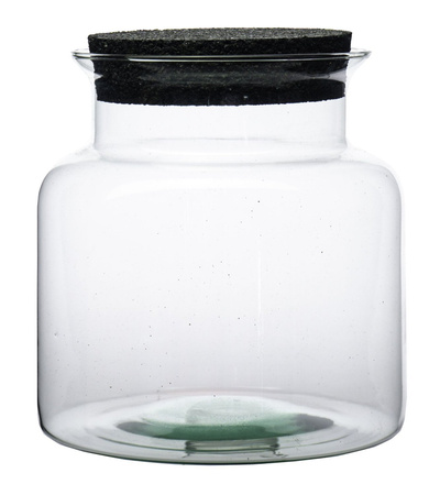 Szklany wazon W-332A+korek guma H:19cm D:19cm