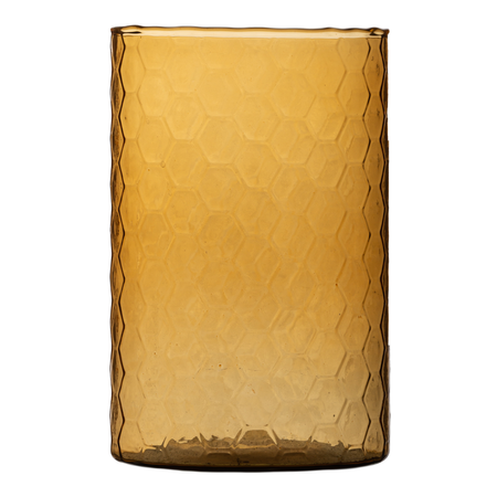 Szklany wazon cylinder plaster miodu kolor bursztyn H:17,5cm D:8,5cm