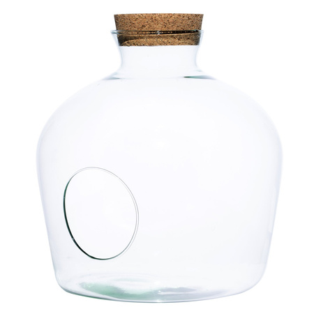 Szklane terrarium W-480B+boczny otwór+korek H:30cm D:29cm
