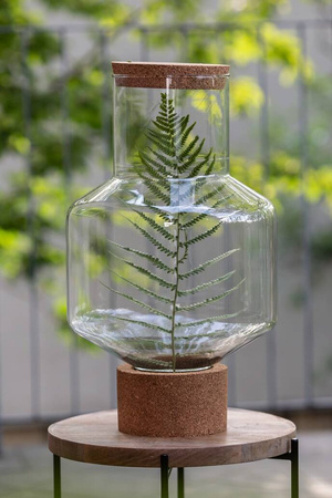 Szklany wazon do lasu w szkle W-776A+korek+baza H:45cm D:28cm